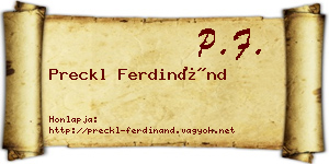Preckl Ferdinánd névjegykártya